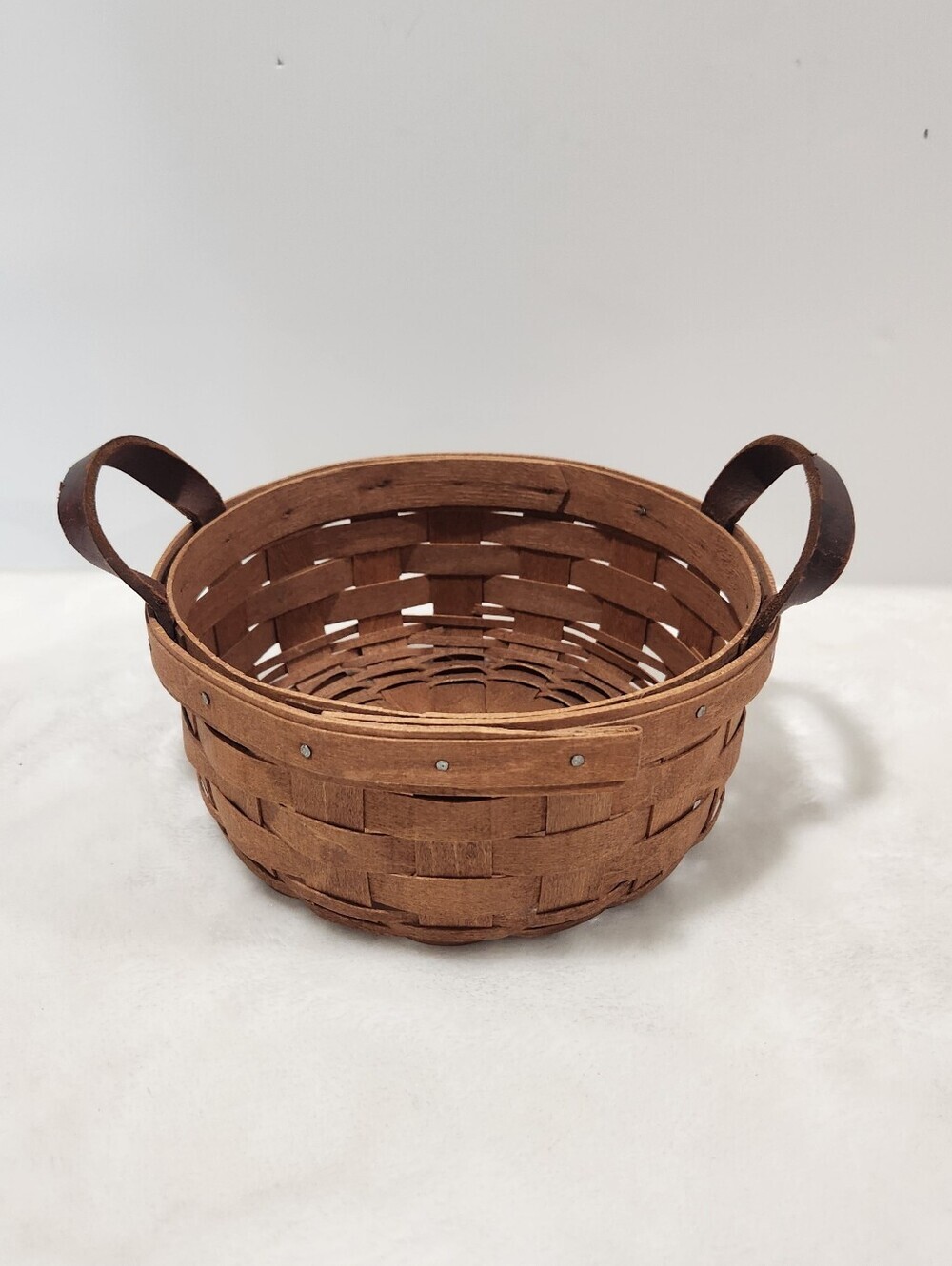 Longaberger Vintage VTG Handwoven Round Button Basket